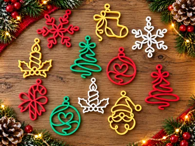 Christmas ornaments line art models