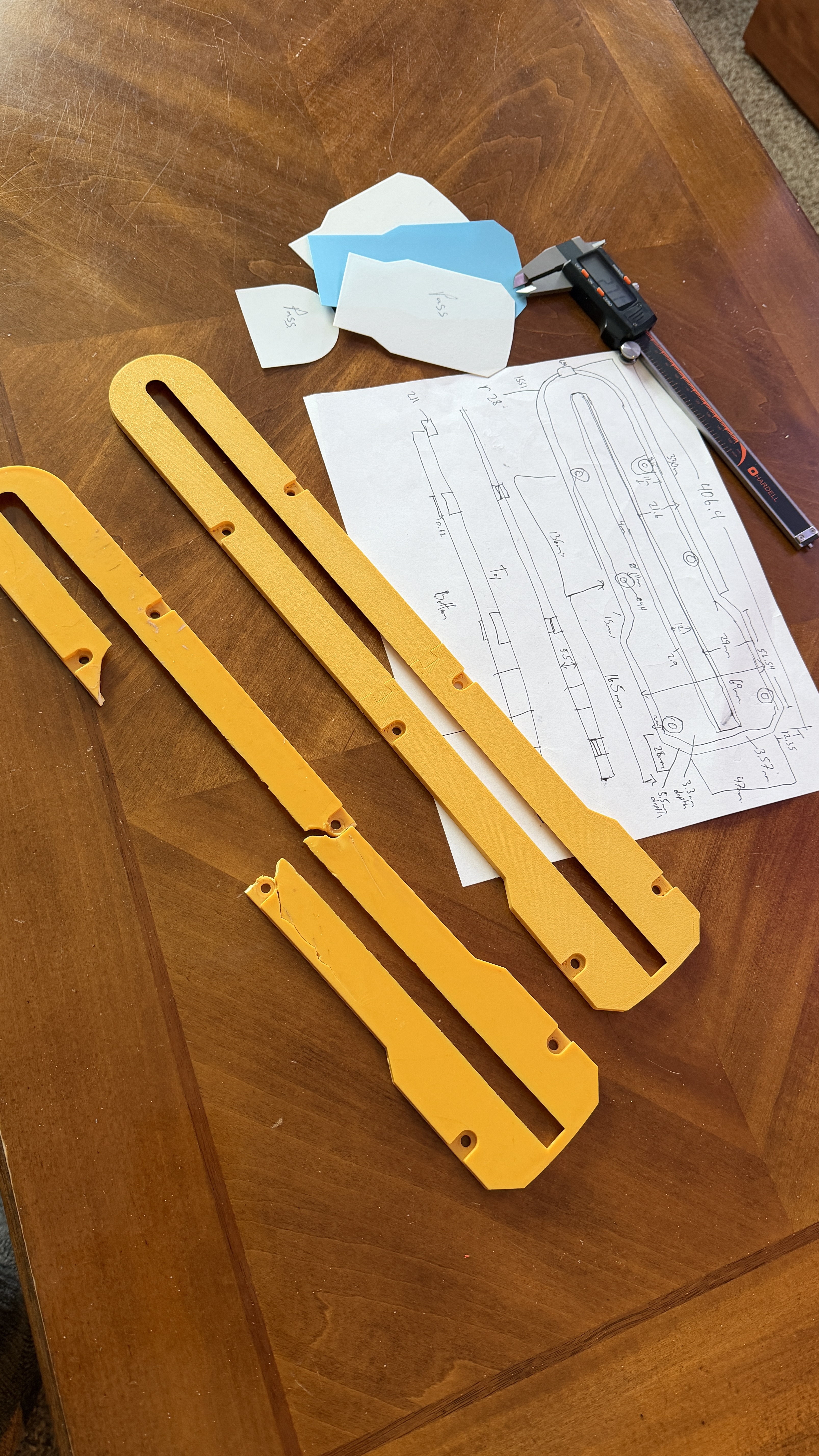 Broken table saw throat plate and replacement
